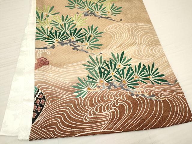 平和屋着物[]お宮参り　男の子　祝着　産着　初着　のしめ　鷹　鷲　兜　立波松文　暈し染め　金彩　逸品　DABA3712ma_7
