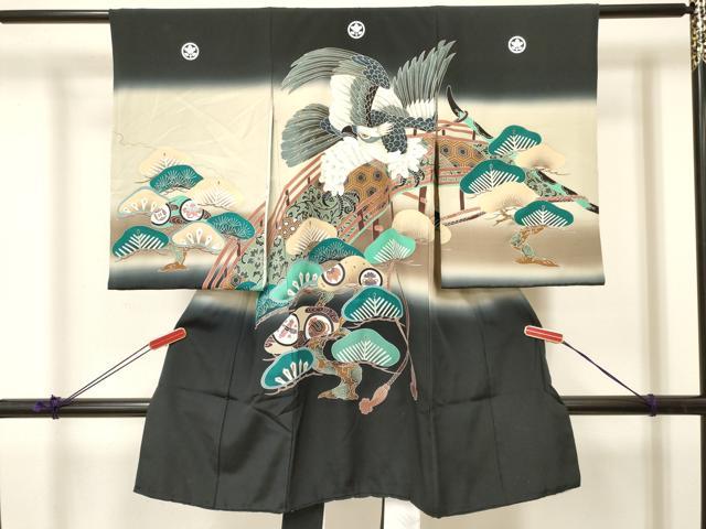 平和屋着物[]お宮参り 男の子 祝着 産着 初着 のしめ 鷹 鷲 渡橋松文 