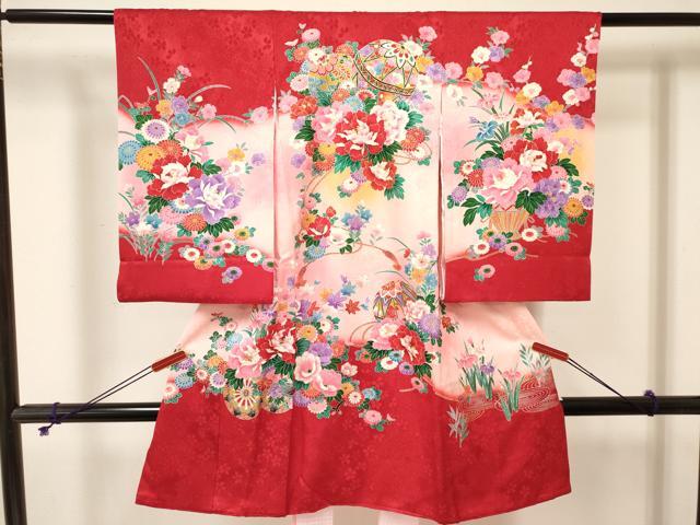 平和屋着物[]お宮参り　女の子　祝着　産着　初着　のしめ　鞠　花車文　暈し染め　金彩　逸品　DABA3765ma