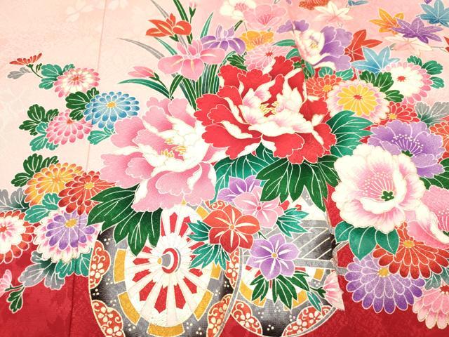 平和屋着物[]お宮参り　女の子　祝着　産着　初着　のしめ　鞠　花車文　暈し染め　金彩　逸品　DABA3765ma_4