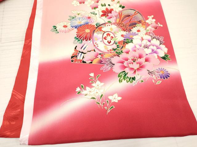 平和屋着物[]お宮参り　女の子　祝着　産着　初着　のしめ　鼓飛鶴花文　暈し染め　金銀彩　逸品　DABA3785ma_7