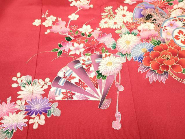 平和屋着物[]お宮参り　女の子　祝着　産着　初着　のしめ　鼓飛鶴花文　暈し染め　金銀彩　逸品　DABA3785ma_4