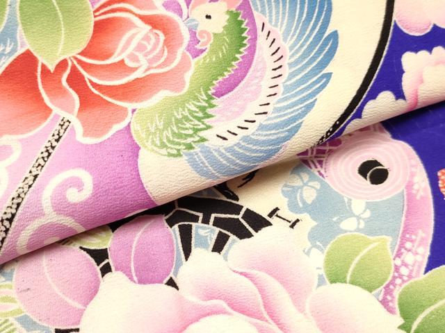 平和屋着物[]アンティーク　大正ロマン　お宮参り　女の子　祝着　産着　初着　のしめ　絵巻花鳥文　逸品　DABA3791ma_4