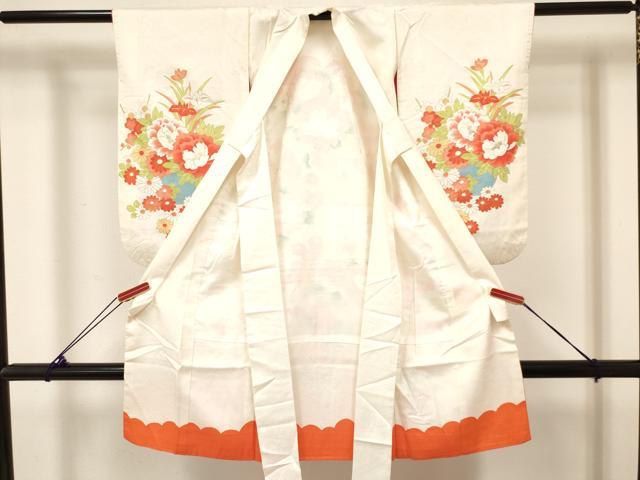 平和屋着物[]七五三　女の子　３歳　祝着　三つ身　長襦袢(袷)セット　刺繍　牡丹花文　金彩　逸品　DABA3823ma_2
