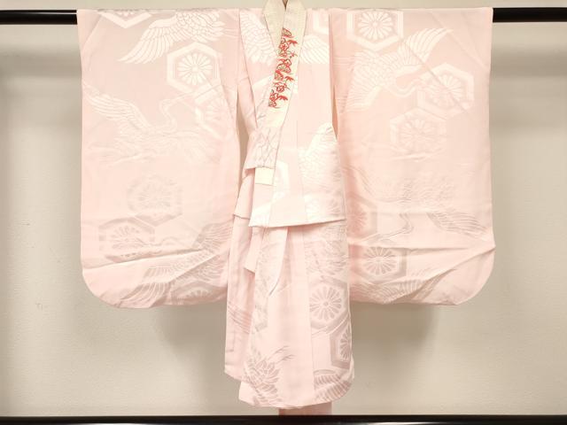 平和屋着物[]七五三　女の子　３歳　祝着　三つ身　長襦袢(袷・半衿刺繍)・被布セット　絞り　雲鼓花蝶文　金銀彩　逸品　DABA3829ma_6