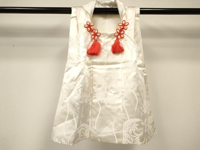平和屋着物[]七五三　女の子　３歳　祝着　三つ身　長襦袢(袷・半衿刺繍)・被布セット　絞り　雲鼓花蝶文　金銀彩　逸品　DABA3829ma_7
