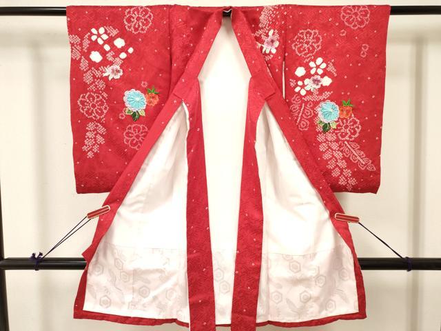 平和屋着物[]お宮参り　女の子　祝着　産着　初着　のしめ　刺繍　絞り　鞠花文　金糸　逸品　DABA3919ma_1