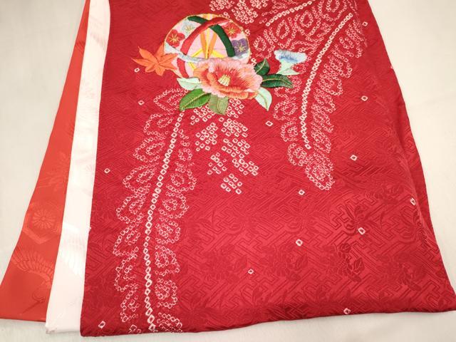 平和屋着物[]お宮参り　女の子　祝着　産着　初着　のしめ　刺繍　絞り　鞠花文　金糸　逸品　DABA3919ma_7