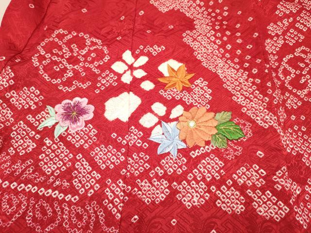 平和屋着物[]お宮参り　女の子　祝着　産着　初着　のしめ　刺繍　絞り　鞠花文　金糸　逸品　DABA3919ma_4
