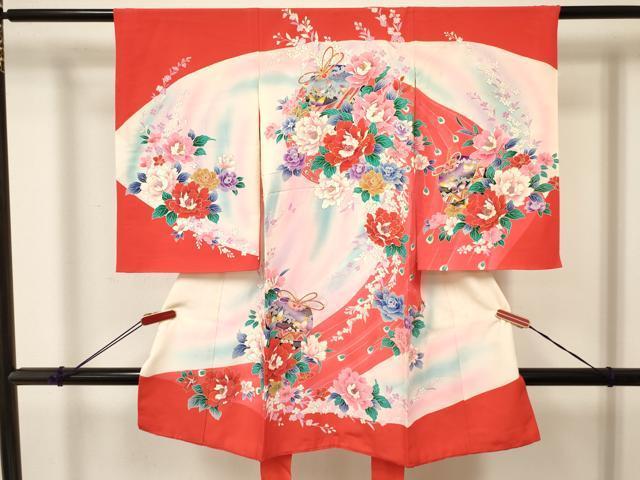 平和屋着物[]お宮参り 女の子 祝着 産着 初着 のしめ 鞠花蝶文 暈し