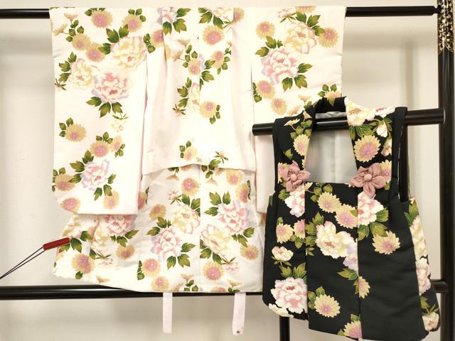 平和屋着物[]七五三　女の子　３歳　祝着　三つ身　被布セット　牡丹花文　DABA3932ma 14,430円