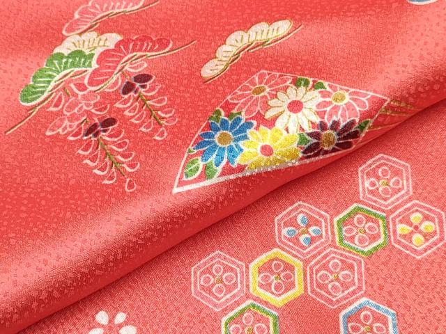 平和屋着物[]七五三　女の子　３歳　祝着　三つ身　長襦袢(単衣)・被布セット　扇面花文　洗える着物　DABA3969ma_3