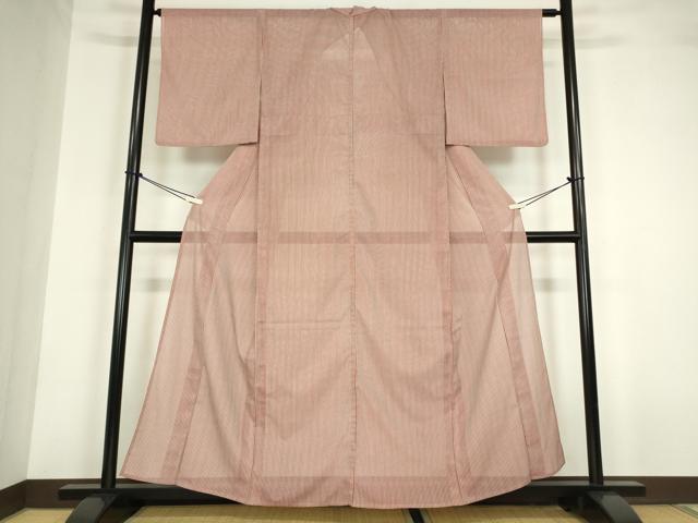 平和屋着物＊夏物　小紋　絽　縞　洗える着物　DABA4497az_1