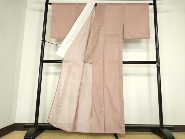 平和屋着物＊夏物　小紋　絽　縞　洗える着物　DABA4497az_2