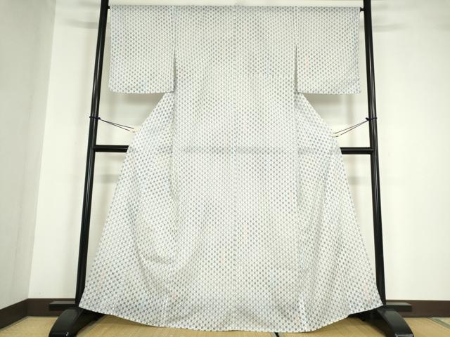平和屋着物＊夏物　小紋　絽　花繋ぎ　洗える着物　DABA4511az_1