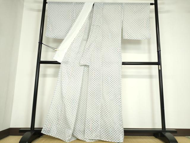 平和屋着物＊夏物　小紋　絽　花繋ぎ　洗える着物　DABA4511az_2