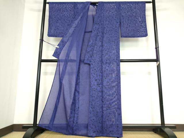 平和屋着物＊夏物　小紋　絽　草花文　洗える着物　DABA4514az_2