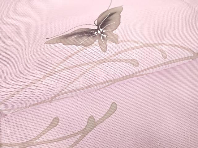 平和屋着物＊夏物　小紋　絽　舞蝶文　手描き　洗える着物　DABA4526az_4
