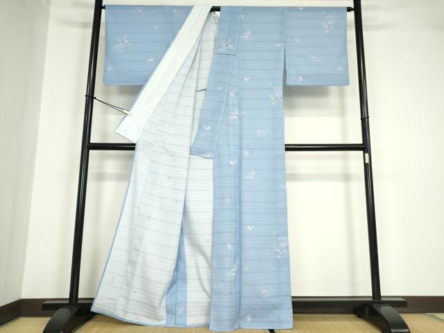 平和屋着物＊夏物　小紋　変わり絽　飛鳥花文　洗える着物　DABA4527az_2