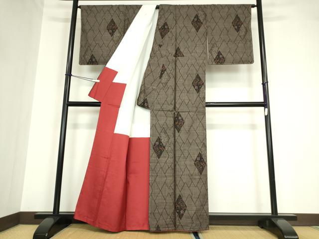 平和屋着物●本場大島紬　7マルキ　菱花文　正絹　逸品　未使用　DABA4566az_2