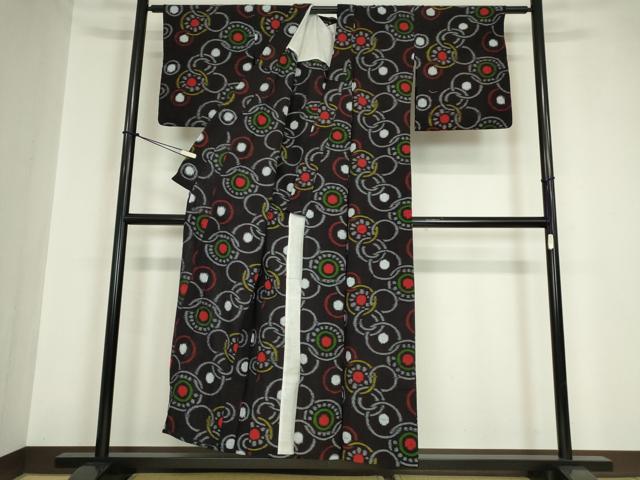 平和屋着物●久留米絣　単衣　綿　丸繋ぎ　逸品　DABA4577az_2