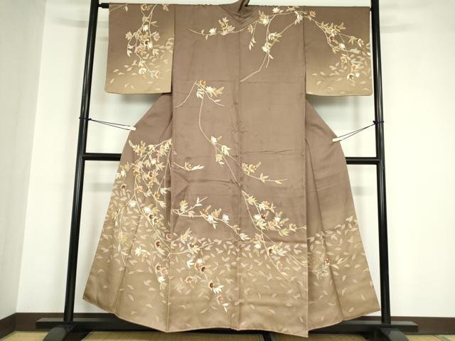 平和屋着物●訪問着　駒刺繍　橘　暈し染め　金彩　正絹　逸品　DABA4595az 平和屋着物○訪問着 駒刺繍 橘 暈し染め 金彩 正絹 逸品 DABA4595az