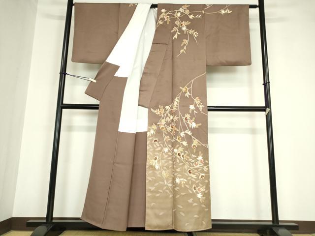 平和屋着物○訪問着 駒刺繍 橘 暈し染め 金彩 正絹 逸品 DABA4595az