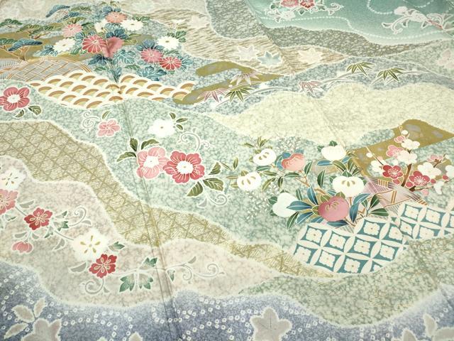平和屋着物●訪問着　本場染大島紬　籬花文　金彩　正絹　逸品　DABA4650az_4
