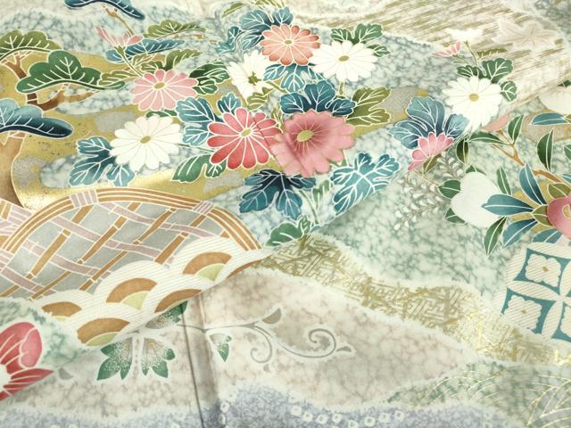 平和屋着物●訪問着　本場染大島紬　籬花文　金彩　正絹　逸品　DABA4650az_5