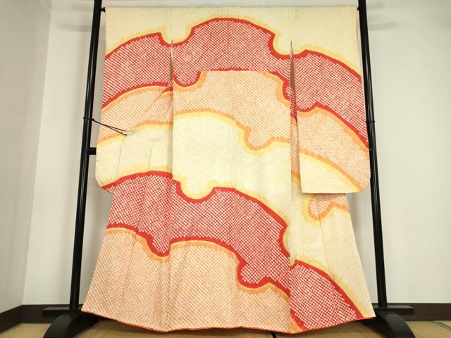 平和屋着物●豪華振袖　総絞り　雪輪重ね文　正絹　逸品　DABA4712az