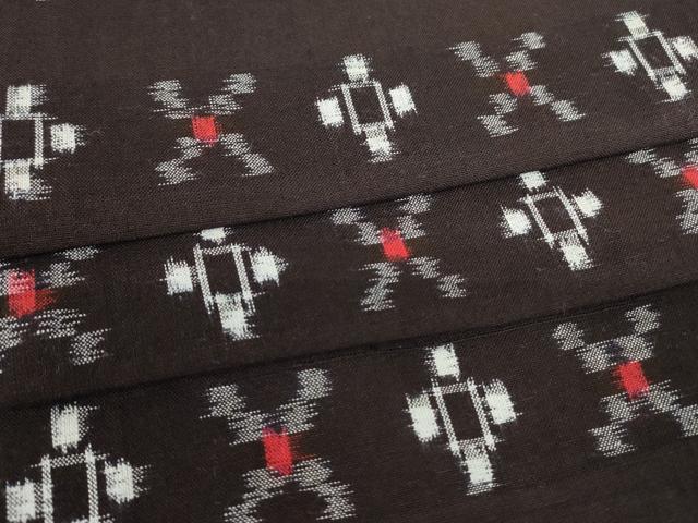 平和屋着物●久留米絣　単衣　絣文　黒地　綿　逸品　DABA4898az
