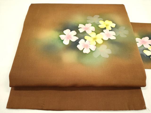 平和屋着物●塩瀬　九寸名古屋帯　舞花　ろうけつ染め　正絹　逸品　DABA6006op