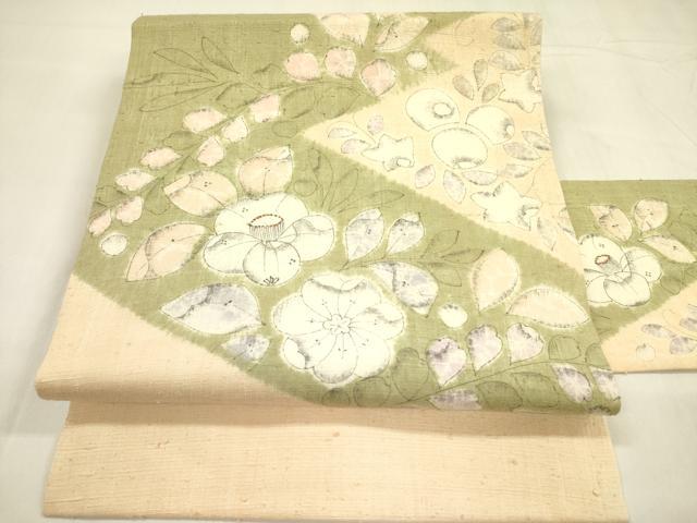 平和屋着物●九寸名古屋帯　紬地　絞り　辻が花　正絹　逸品　DABA6029op