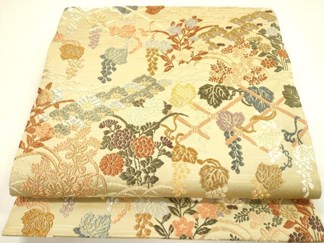 平和屋着物●織紋意匠鈴木　六通柄袋帯　唐錦　能松花文　正絹　逸品　DABA6055op