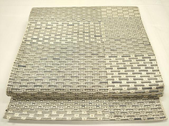 平和屋着物●本場筑前博多織　八寸名古屋帯　抽象文様　金糸　正絹　逸品　DABA6077op