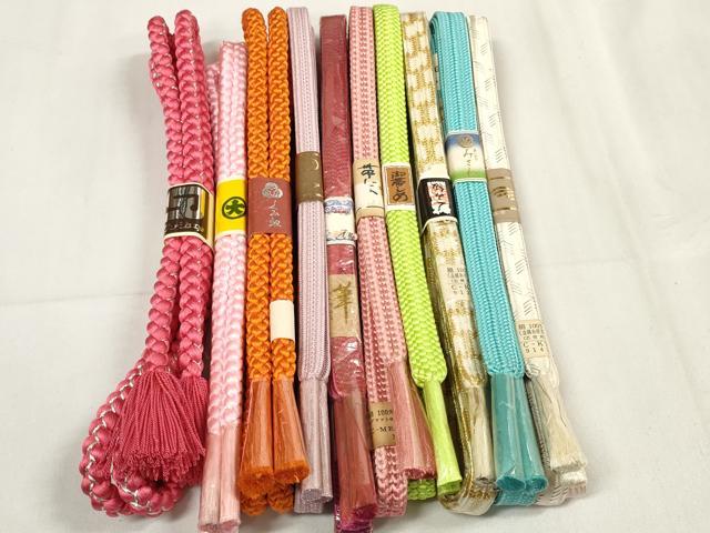 平和屋着物●和装小物　帯締め10本セット　組紐　亀甲組　金銀糸　大丸扱い　全て正絹　逸品　未使用　DABA7001zzz