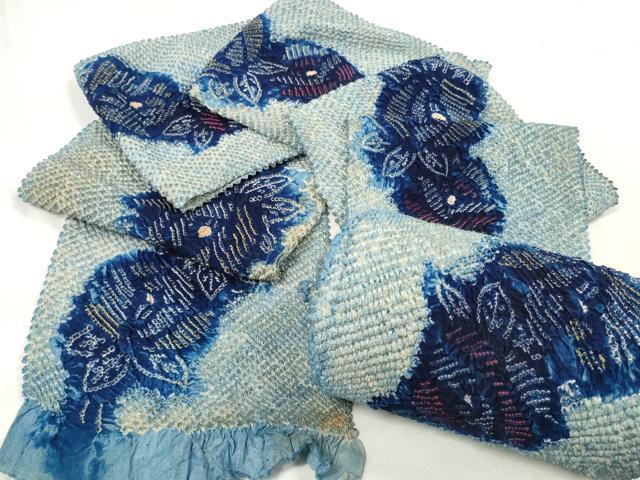 平和屋着物∴夏物　浴衣　有松鳴海絞　反物　着尺　湯のし前　花繋ぎ　綿　逸品　未使用　DABA7021zzz