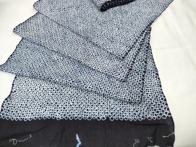 平和屋着物∴夏物　浴衣　有松鳴海絞　反物　着尺　三浦絞り　綿　逸品　未使用　DABA7027zzz