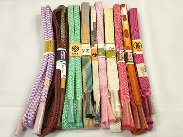 平和屋着物●和装小物　帯締め10本セット　手組紐　高麗組　笹浪組　金糸　松坂屋・阪急百貨店扱い　全て正絹　逸品　未使用　DABA7056zzz
