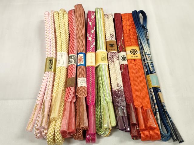 平和屋着物●和装小物　帯締め10本セット　組紐　金銀糸　松坂屋扱い　全て正絹　逸品　未使用　DABA7059zzz