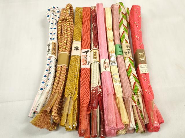 平和屋着物●和装小物　帯締め10本セット　豊縄流　組紐　笹浪組　金糸　三越扱い　全て正絹　逸品　未使用　DABA7060zzz