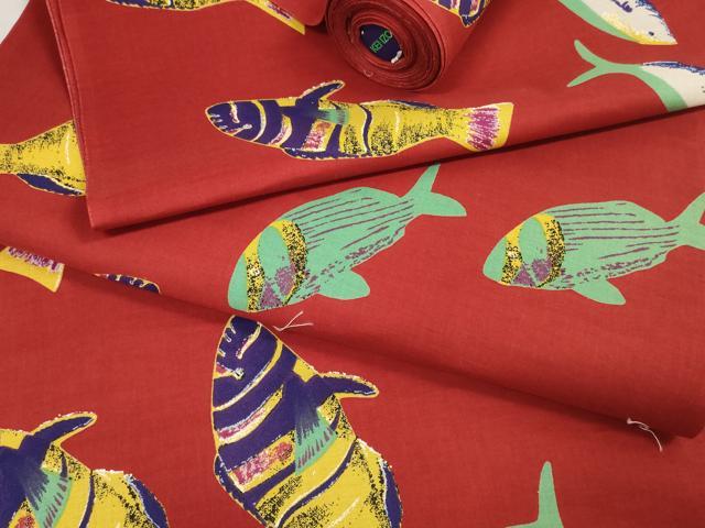 平和屋着物∴夏物　浴衣　反物　着尺　KENZO　高田賢三　魚　綿　逸品　未使用　DABA7081zzz
