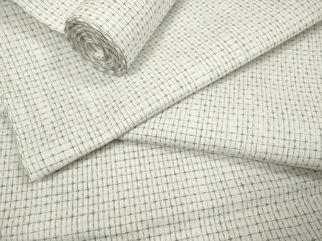 平和屋着物∴夏物　男性　浴衣　反物　着尺　格子　綿麻　逸品　未使用　DABA7082zzz