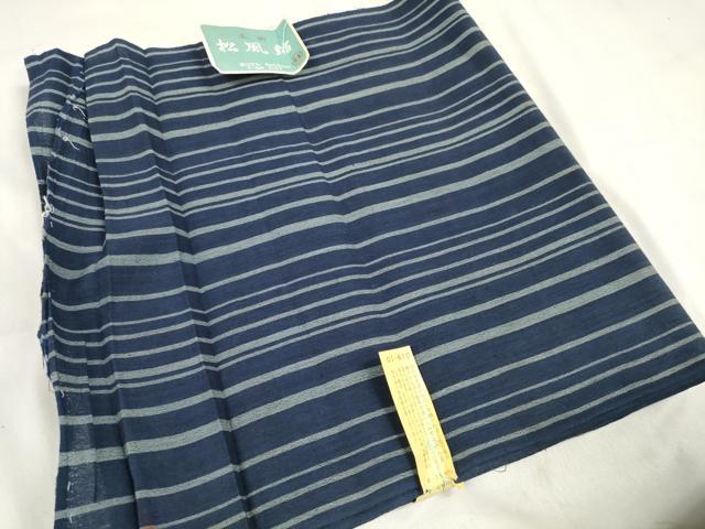 平和屋着物＊夏物　浴衣　松風縮　反物　着尺　縞　証紙付き　綿　逸品　未使用　DABA7465zzz