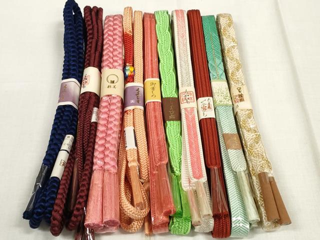 平和屋着物●和装小物　帯締め10本セット　組紐　笹浪組　金糸　逸品　未使用　DABA7519zzz