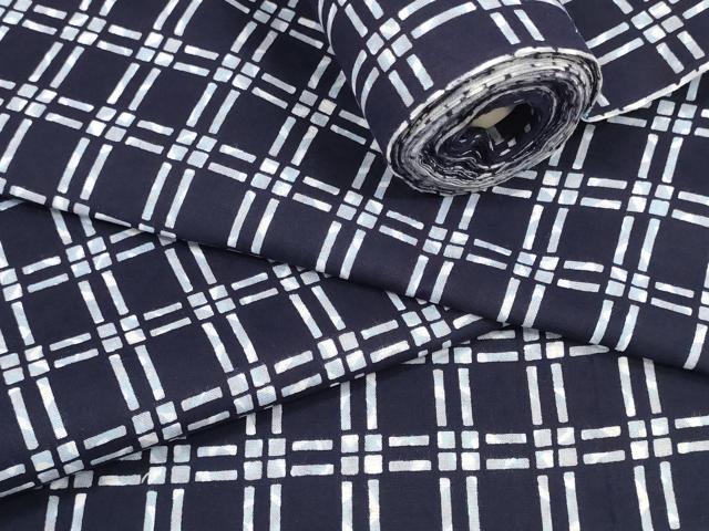 平和屋着物＊夏物　男性　浴衣　反物　着尺　格子　キングサイズ　綿　逸品　未使用　DABA7719zzz