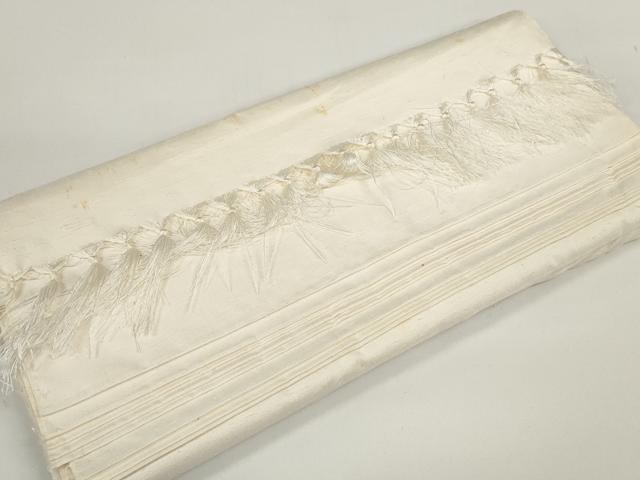 平和屋着物●石川県指定無形文化財　牛首紬　白山工房　手織り　白生地　反物　着尺　生成り色　証紙付き　逸品　未使用　DABA7844zzz