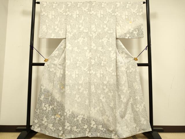 平和屋着物●訪問着　駒刺繍　葡萄蔦の葉文　暈し染め　正絹　逸品　DABA8885du