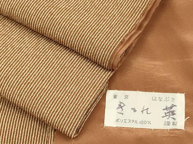 平和屋着物●洗える最高級着物　＜英＞はなぶさ謹製　江戸小紋　万筋　渋紙色×洗柿色　鬼しぼ縮緬　DABA8886du