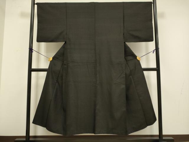 平和屋着物●男性　紬　黒地　正絹　逸品　DABA8962du_1